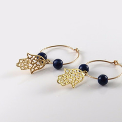 hamsa & lapis lazuli earrings | ハムサ ラピスラズリ ピアス 1枚目の画像