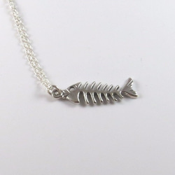 Fish bone necklace | フィッシュボーン・ネックレス｜魚ネックレス｜シルバー 3枚目の画像