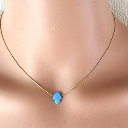 blue opal hamsa 青オパール・ハムサネックレス　シルバー 1枚目の画像