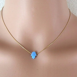 blue opal hamsa 青オパール・ハムサネックレス　シルバー 5枚目の画像