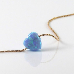 再販】  blue opal heart necklace　シルバー 1枚目の画像