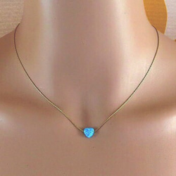 再販】  blue opal heart necklace　シルバー 2枚目の画像