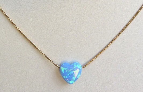 再販】  blue opal heart necklace　シルバー 4枚目の画像