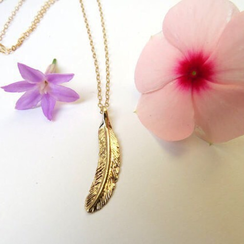 gold feather necklace 鳥さんの羽ネックレス ネックレス