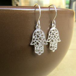 シルバー ハムサピアス|　モロッコ風ハムサピアス｜ silver hamsa earrings 3枚目の画像