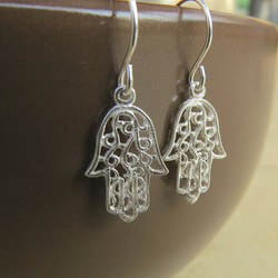 シルバー ハムサピアス|　モロッコ風ハムサピアス｜ silver hamsa earrings 5枚目の画像