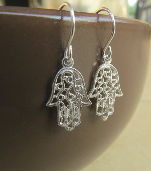 シルバー ハムサピアス|　モロッコ風ハムサピアス｜ silver hamsa earrings 5枚目の画像