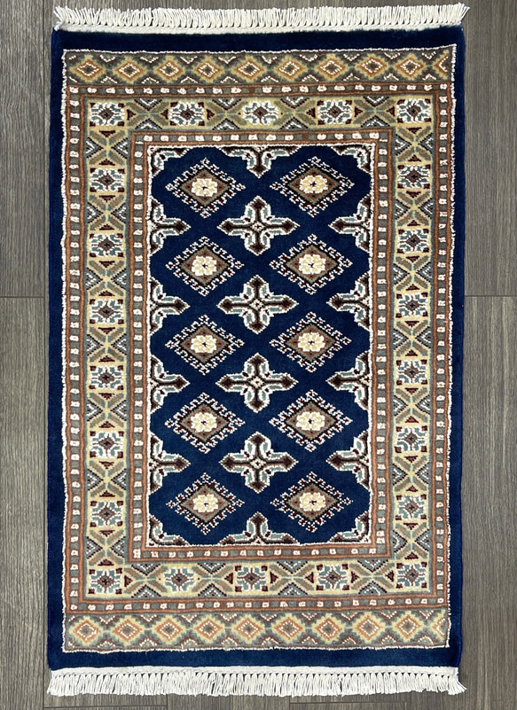 約60x90cm パキスタン手織り絨毯　玄関マット　模様替え 3枚目の画像