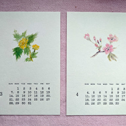 2021年カレンダー【山野草イラスト＆活版印刷文字】はがきサイズ 6枚目の画像