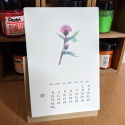2021年カレンダー【山野草イラスト＆活版印刷文字】はがきサイズ 1枚目の画像