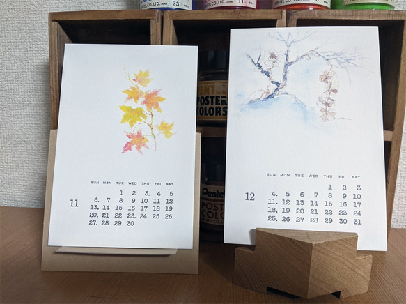 【再販】2022年カレンダー【山野草イラスト＆活版印刷文字】はがきサイズ【ホワイト】 10枚目の画像