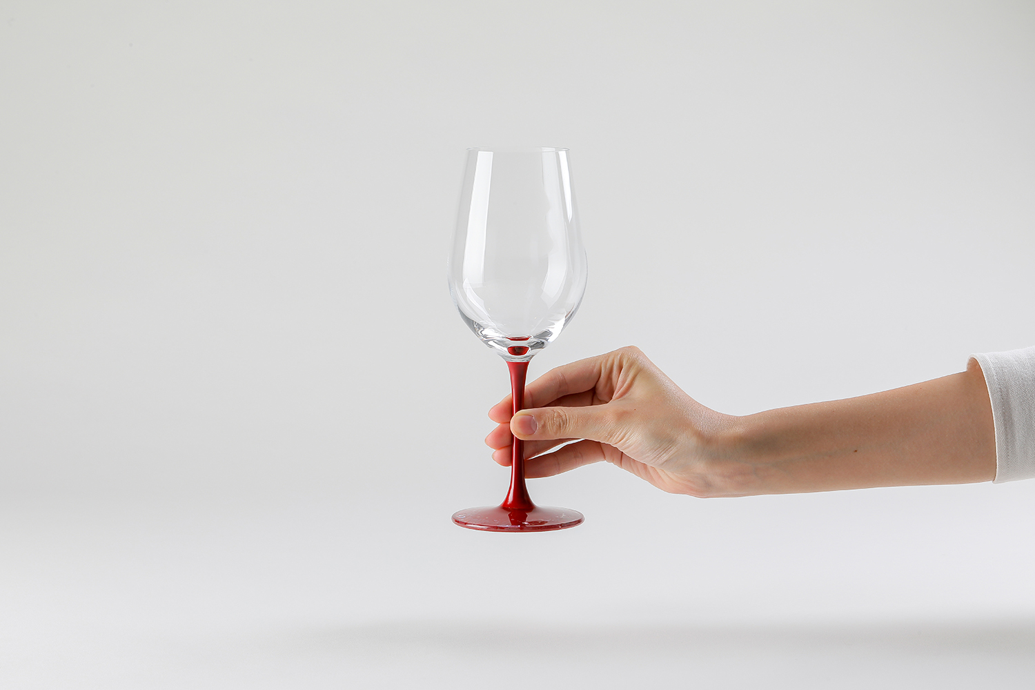 ワイングラス（クリスタル）　石垣（貝入）朱