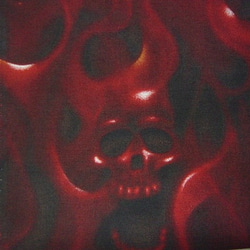 アレクサンダー・ヘンリー　"skulls on fire" red 2枚目の画像