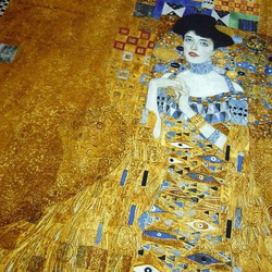112×59）ロバートカフマン　"GUstav Klimt" クリムト　肖像パネル生地 2枚目の画像
