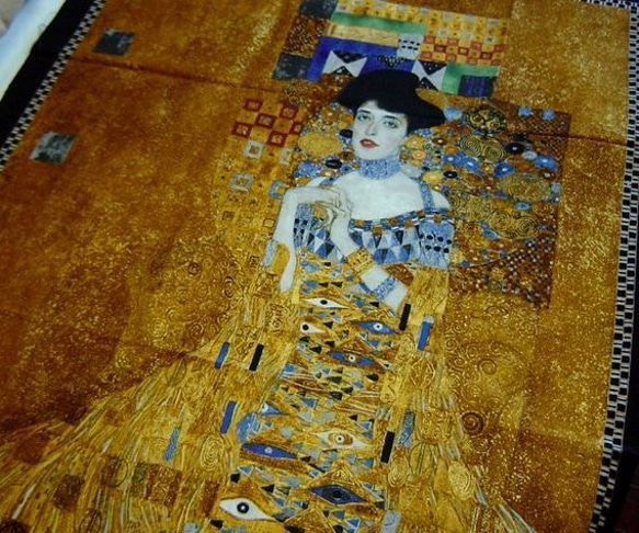 112×59）ロバートカフマン　"GUstav Klimt" クリムト　肖像パネル生地 5枚目の画像