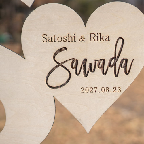 木製ハートイニシャルウェルカムボード／wbs18 ウェルカムボード