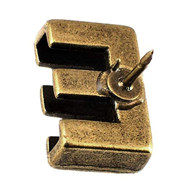 ピンバッジ アルファベット「Ｅ」アンティーク真鍮色 ピンズ 大文字 ブロック体 ブロンズ色 ピンバッチ 2枚目の画像