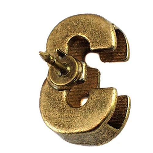 ピンバッジ 数字「3」番」アンティーク真鍮色 ピンズ 大文字 ブロック