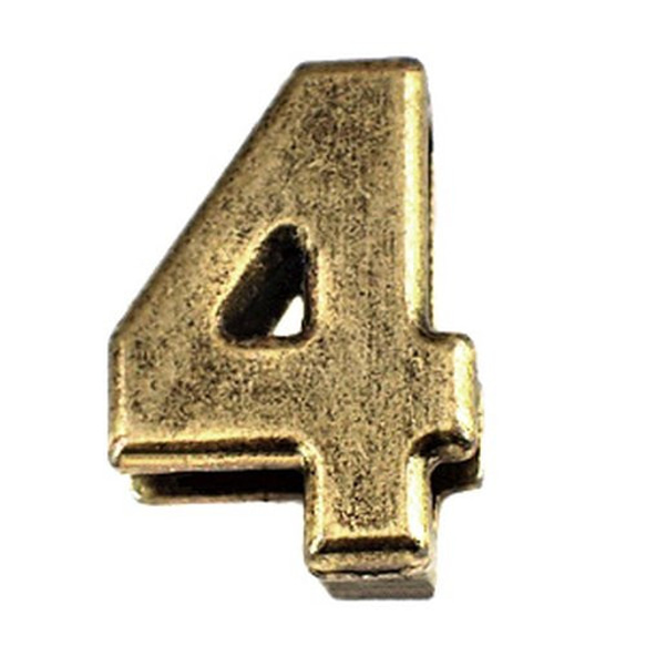 ピンバッジ 数字「４」番」アンティーク真鍮色 ピンズ 大文字 ブロック体 ブロンズ色 ピンバッチ 1枚目の画像