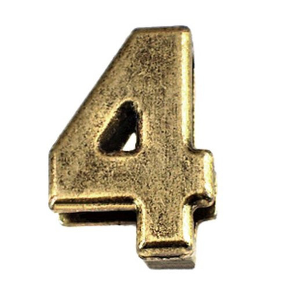 ピンバッジ 数字「4」番」アンティーク真鍮色 ピンズ 大文字
