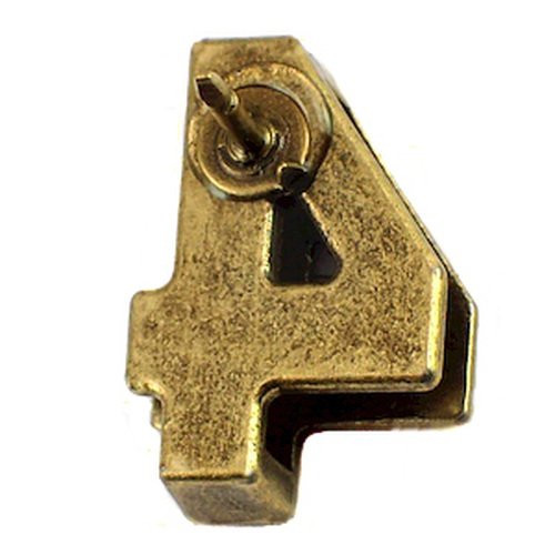 ピンバッジ 数字「4」番」アンティーク真鍮色 ピンズ 大文字