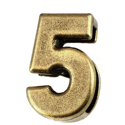 ピンバッジ 数字「5」番」アンティーク真鍮色 ピンズ 大文字 ブロック