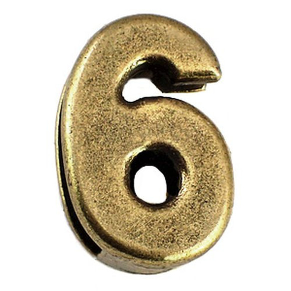ピンバッジ 数字「6」番」アンティーク真鍮色 ピンズ 大文字