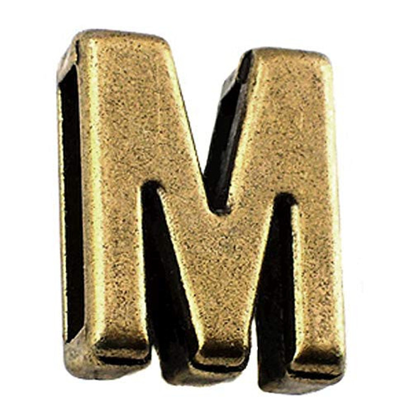 ピンバッジ アルファベット「M」 アンティーク真鍮色 ピンズ 大文字