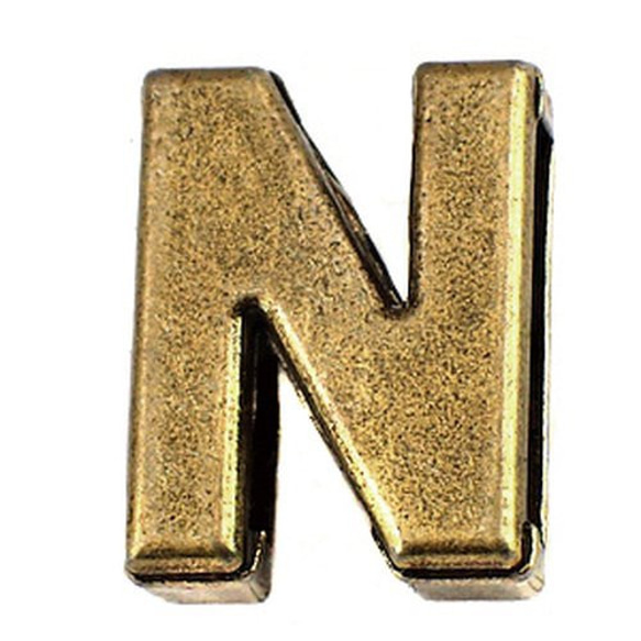 ピンバッジ アルファベット「N」 N アンティーク真鍮色 ピンズ