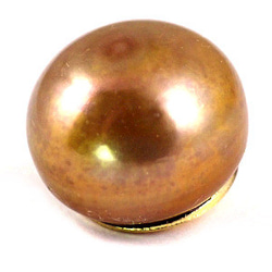 ピンバッジ 光る パール 茶色い真珠 貝 ピンズ ピンバッチ バタフライ型キャッチ付 1枚目の画像