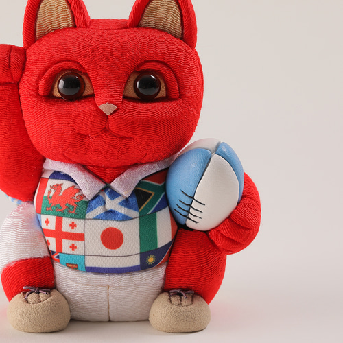 江戸木目込 招き猫 ラグビー 赤 柿沼東光作 招き猫 Kakinuma Toko 通販  