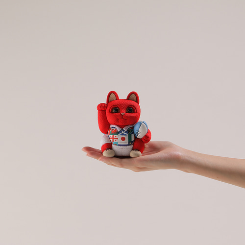 江戸木目込 招き猫 ラグビー 赤 柿沼東光作 招き猫 Kakinuma Toko 通販  