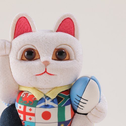 柿沼東光作 江戸木目込 招き猫 ラグビー 白 招き猫 Kakinuma Toko 通販  