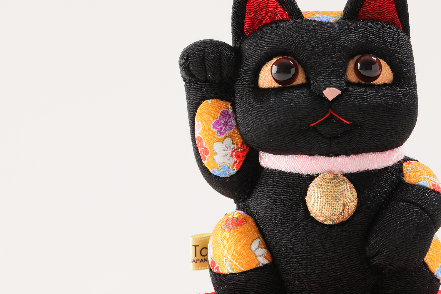 江戸木目込　招き猫　風水シリーズ　黒（中）柿沼東光作 6,023円