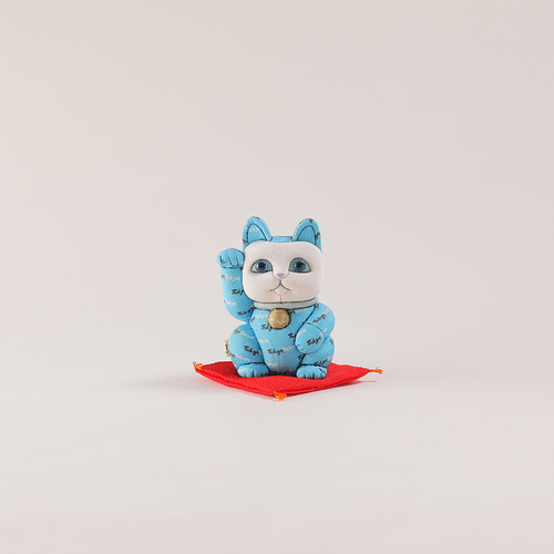 江戸木目込 招き猫 Tokyo Tokyo 青 柿沼東光作 招き猫 Kakinuma