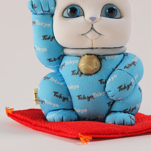 江戸木目込 招き猫 Tokyo Tokyo 青 柿沼東光作 招き猫 Kakinuma