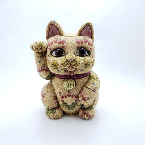 江戸木目込 招き猫 fabric 黄土 柿沼東光作 その他人形 Kakinuma Toko