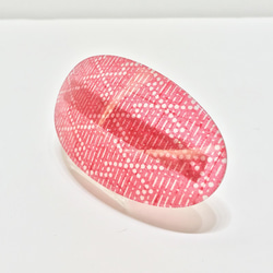 バレッタ楕円　小紋松菱　ローズピンク 2枚目の画像