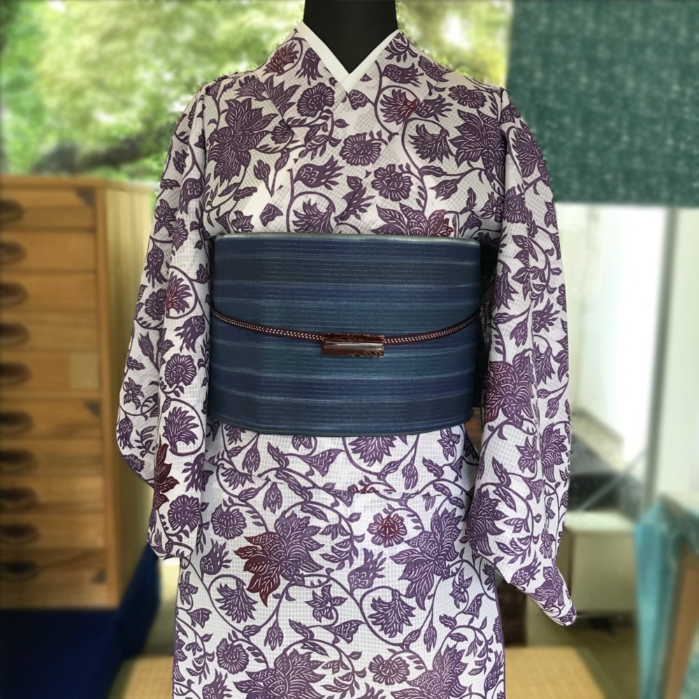 半幅帯 リバーシブル 浴衣 帯 麻の葉 格子 七宝 花柄 市松模様