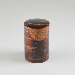 伝統工芸品樺細工　総皮茶筒（中長）月うさぎ 1枚目の画像