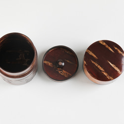 伝統工芸品樺細工　総皮茶筒（中長）月うさぎ 4枚目の画像