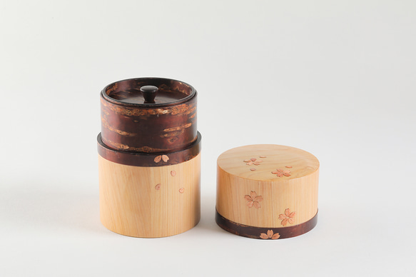 伝統工芸品　樺細工茶筒　ひば　桜　大 4枚目の画像
