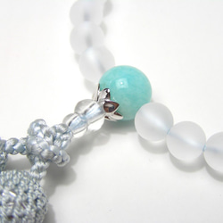 片手念珠（数珠）７㎜ 金蓮花 水晶艶消しアマゾナイト 3枚目の画像
