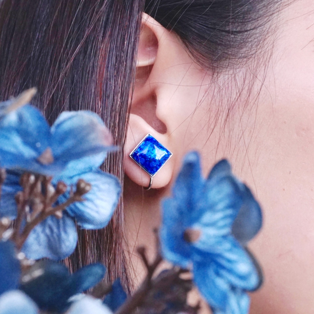 尾張七宝 角イヤリング（10ミリ） 透~Suke~ 全６色