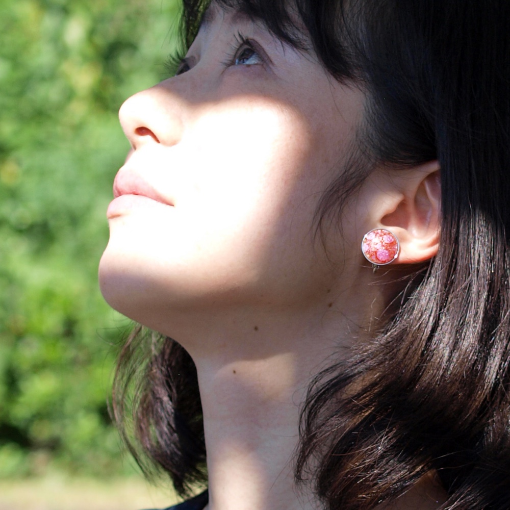 尾張七宝 丸イヤリング（15ミリ） 透~Suke~ 全６色