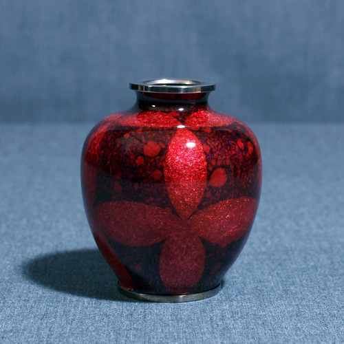 尾張七宝 3寸玉形 アロマポット 赤透け 一輪挿し・花瓶・花器 三代目