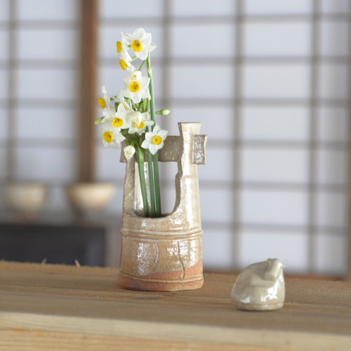 萩焼 手桶 桶 花瓶 陶器 萩焼花入れ手桶】