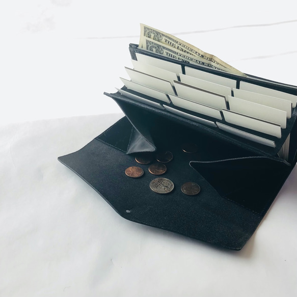 カードや小銭が見やすい長財布 イタリア製レザー ガード18枚収納 Long Pop Up Wallet 1枚目の画像