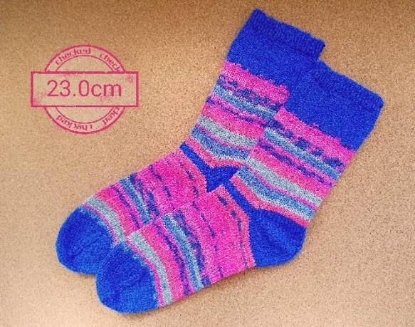 手編み靴下　お手入れ簡単　冷え性対策　Opal　23.0cm 1枚目の画像