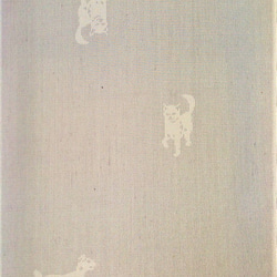本塩沢 まわた縞絣（犬）　No.1862　ベージュ地/焦げ茶目色 2枚目の画像